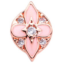 Load image into Gallery viewer, 16G 5/16 Clear Gem Rose Gold Tone Pink Cross Labret Monroe Tragus
