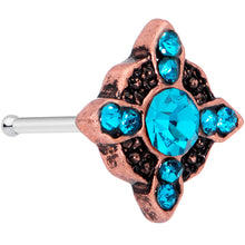 Load image into Gallery viewer, 20G 1/4 Aqua Gem Rose Gold Tone Renaissance Nose Bone
