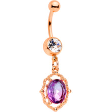 Load image into Gallery viewer, Purple Gem Rose Gold Tone Dangle Belly Ring

