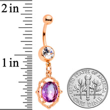 Load image into Gallery viewer, Purple Gem Rose Gold Tone Dangle Belly Ring
