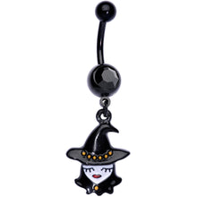 Load image into Gallery viewer, Black Gem Black Pretty Goth Witch Halloween Dangle Belly Ring
