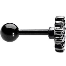 Load image into Gallery viewer, 16G 1/4 Black Gem Floral Burst Halloween Cartilage Tragus
