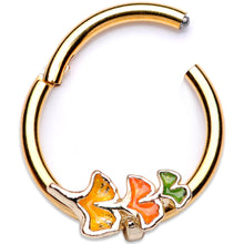 Load image into Gallery viewer, 16G 3/8 Autumn Leaves Fall Hinged Segment Ring
