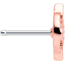 Load image into Gallery viewer, 20G 1/4 Clear Gem Rose Gold Tone Pink Cross Nose Bone
