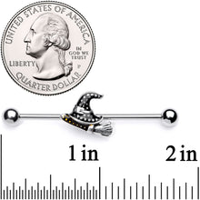 Load image into Gallery viewer, 14G Broom Witch Hat Halloween Industrial Barbell 38mm
