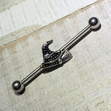 Load image into Gallery viewer, 14G Broom Witch Hat Halloween Industrial Barbell 38mm
