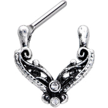 Load image into Gallery viewer, 16G 3/8 Clear Gem Scrollwork Cartilage Clicker
