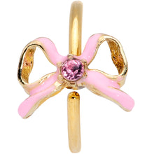 Load image into Gallery viewer, 20G 5/16 Pink Gem Gold Tone Pink Bow Nose Hoop
