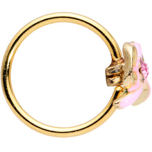Load image into Gallery viewer, 20G 5/16 Pink Gem Gold Tone Pink Bow Nose Hoop
