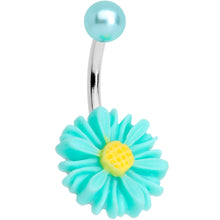 Load image into Gallery viewer, Aqua Gem Daisy Pearlescent Belly Ring Set of 3
