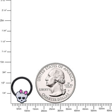 Load image into Gallery viewer, 16G 3/8 Aurora Gem Black Kawaii Skull Hinged Segment Ring

