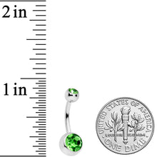 Load image into Gallery viewer, Green Gem Glow Sandblasted Multicolor Belly Ring Set of 4
