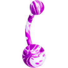Load image into Gallery viewer, Purple Gem Sandblasted Glow Swirl Belly Ring Set of 4
