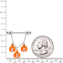 将图片加载到图库查看器，14G 9/16 Pumpkin Halloween Chain Dangle Nipple Ring Set
