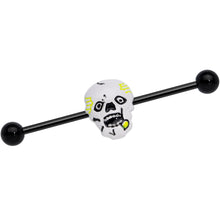 Load image into Gallery viewer, 14G Black Skull Halloween Industrial Barbell 38mm

