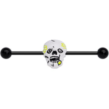 Load image into Gallery viewer, 14G Black Skull Halloween Industrial Barbell 38mm
