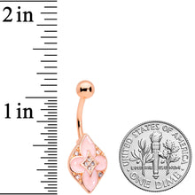 Load image into Gallery viewer, Clear Gem Rose Gold Tone Pink Cross Belly Ring

