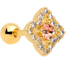 Load image into Gallery viewer, 16G 1/4 Clear CZ Gem Gold Tone Rhombus Royale Cartilage Tragus
