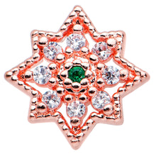 Load image into Gallery viewer, 20G 1/4 Green Gem Rose Gold Tone Evening Star Nose Bone
