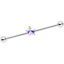 Load image into Gallery viewer, 14G Aurora Gem Simple Star Industrial Barbell 38mm
