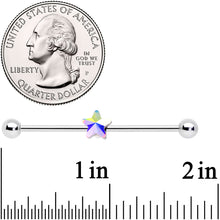 Load image into Gallery viewer, 14G Aurora Gem Simple Star Industrial Barbell 38mm
