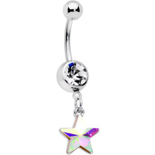 将图片加载到图库查看器，Clear Aurora Gem Simple Star Dangle Belly Ring
