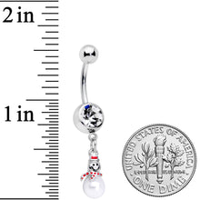 将图片加载到图库查看器，Clear Gem Pearlescent Snowman Christmas Dangle Belly Ring
