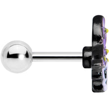 Load image into Gallery viewer, 16G 1/4 Skull Purple Witch Hat Halloween Cartilage Tragus Earring
