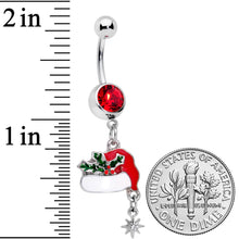 将图片加载到图库查看器，Clear Red Gem Jolly Santa Hat Christmas Dangle Belly Ring
