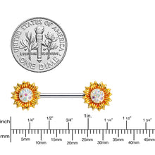 Load image into Gallery viewer, 14G 9/16 Aurora Gem Scintillating Sunflower Nipple Ring Set
