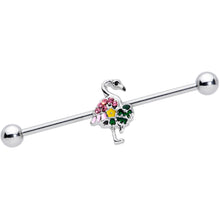 Load image into Gallery viewer, 14G Pink Gem Funky Flamingo Industrial Barbell 38mm
