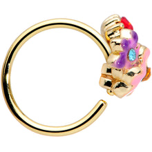 Load image into Gallery viewer, 20G 5/16 Red Pink Gem Gold Tone Multi Flower Nose Hoop
