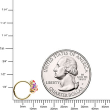 Load image into Gallery viewer, 20G 5/16 Red Pink Gem Gold Tone Multi Flower Nose Hoop
