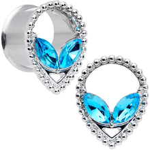 将图片加载到图库查看器，Aqua Gem Alien Double Flare Tunnel Plug Set
