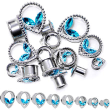 将图片加载到图库查看器，Aqua Gem Alien Double Flare Tunnel Plug Set
