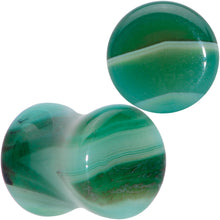 将图片加载到图库查看器，Natural Green Line Agate Stone Saddle Plug Set
