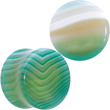将图片加载到图库查看器，Natural Green Line Agate Stone Saddle Plug Set
