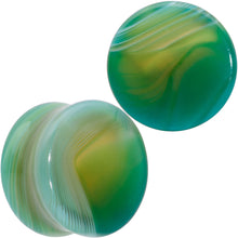 将图片加载到图库查看器，Natural Green Line Agate Stone Saddle Plug Set

