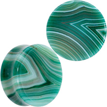 将图片加载到图库查看器，Natural Green Line Agate Stone Saddle Plug Set
