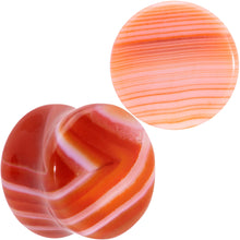 将图片加载到图库查看器，Natural Red Line Agate Stone Saddle Plug Set

