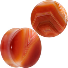将图片加载到图库查看器，Natural Red Line Agate Stone Saddle Plug Set
