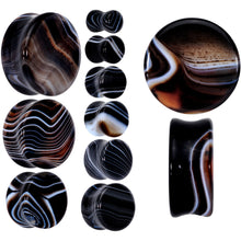 将图片加载到图库查看器，Natural Black Line Agate Stone Saddle Plug Set
