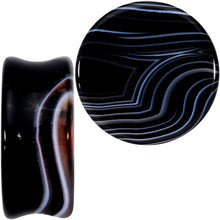 将图片加载到图库查看器，Natural Black Line Agate Stone Saddle Plug Set
