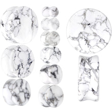 Load image into Gallery viewer, Natural White Howlite Stone Saddle Plug Set
