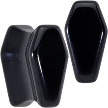 将图片加载到图库查看器，Black Obsidian Coffin Halloween Double Flare Plug Set
