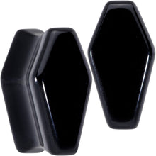 将图片加载到图库查看器，Black Obsidian Coffin Halloween Double Flare Plug Set
