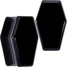 将图片加载到图库查看器，Black Obsidian Coffin Halloween Double Flare Plug Set
