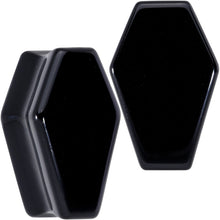 将图片加载到图库查看器，Black Obsidian Coffin Halloween Double Flare Plug Set
