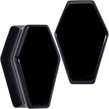 将图片加载到图库查看器，Black Obsidian Coffin Halloween Double Flare Plug Set
