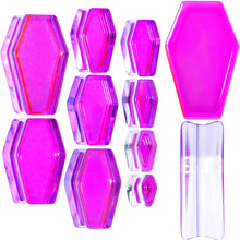 将图片加载到图库查看器，Aurora Purple Cloudy Quartz Stone Coffin Double Flare Plug Set
